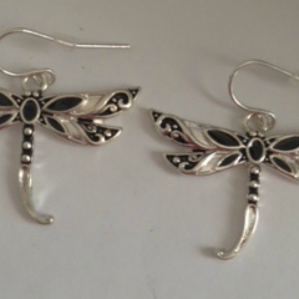 Dragonfly Earrings Dangle hooks Handmade New - Picture 2 of 4